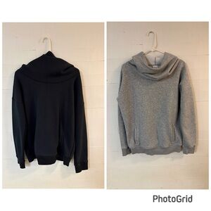 Zyia Active Hoodie Bundle Size Large – Black & Gray Cowl Neck Sweatshirts